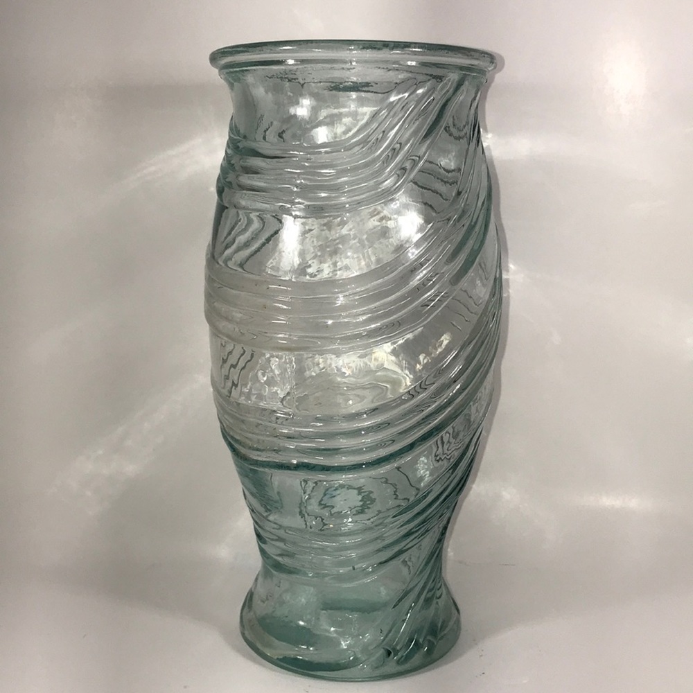 Light Green Vase 9” height  with swirl pattern